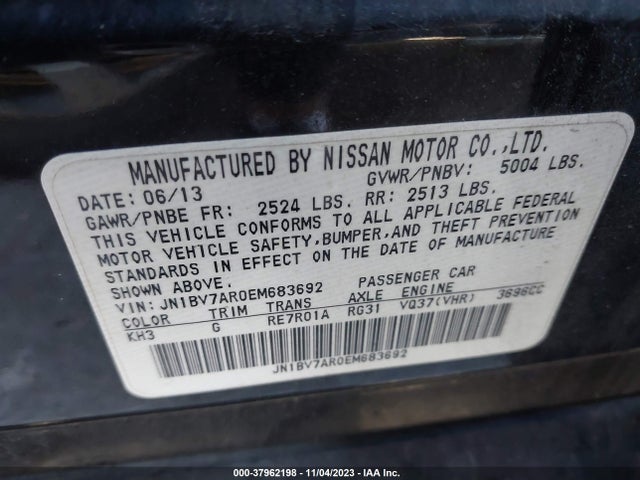 Продаж на аукціоні авто 2014 Infiniti Q50 Premium, vin: JN1BV7AR0EM683692, номер лоту: 37962198