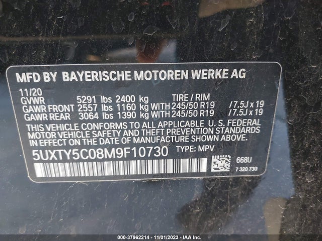 BMW X3 Xdrive30i 2021 аукцион фото