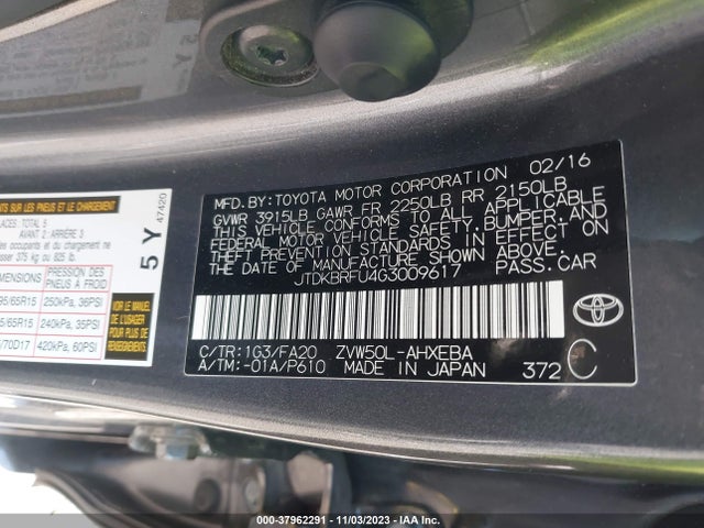 Toyota Prius Two 2016 JTDKBRFU4G3009617 Image 9