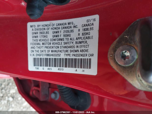 Honda Civic Ex-l 2016 2HGFC1F88GH653252 Image 9
