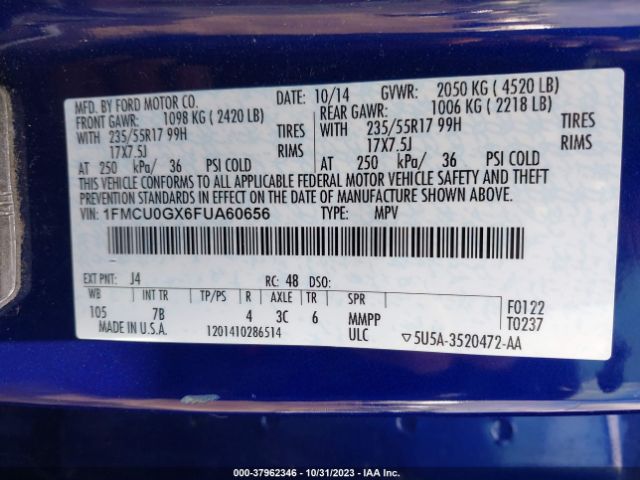 1FMCU0GX6FUA60656 Ford ESCAPE SE