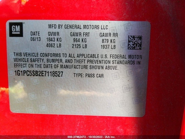 Chevrolet Cruze 1lt 2014 1G1PC5SB2E7118527 Image 9