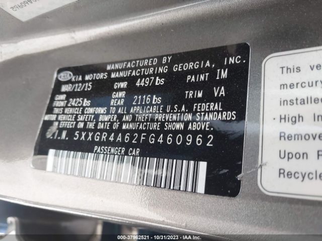 5XXGR4A62FG460962 KIA Optima Sxl Turbo