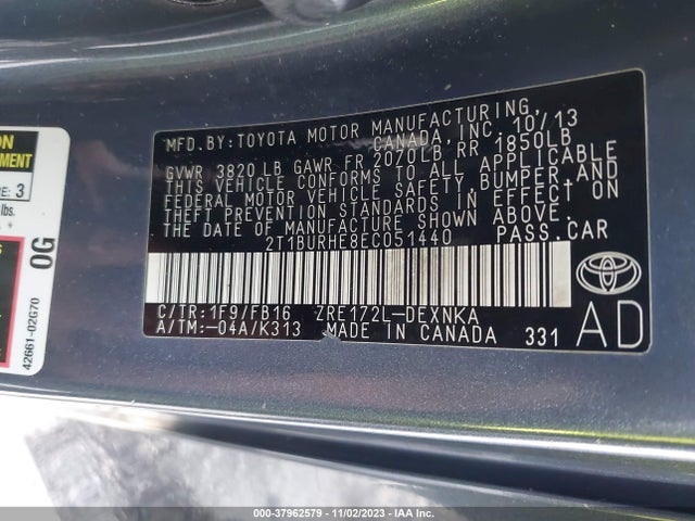 Toyota COROLLA LE 2014 2T1BURHE8EC051440 Image 9