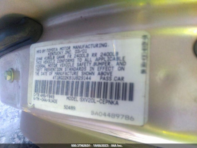 2001 TOYOTA CAMRY 4T1BG22K81U829144 Photo 8