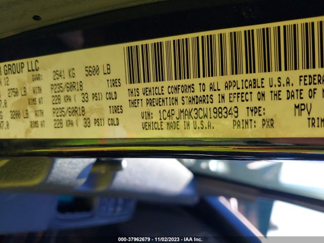2012 JEEP LIBERTY SPORT VIN: 1C4PJMAK3CW198349