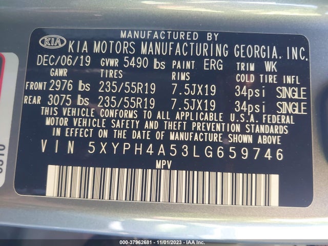 KIA Sorento 3.3l Ex 2020 5XYPH4A53LG659746 Image 9