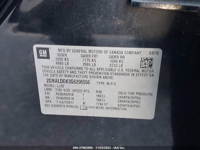Chevrolet Equinox Ltz 2016 2GNALDEK3G6296556 Image 9