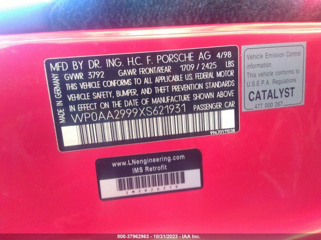 1999 PORSCHE 911 WP0AA2999XS621931 Photo 8