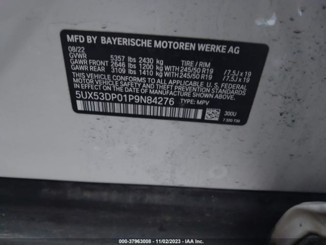 5UX53DP01P9N84276 BMW X3 Xdrive30i