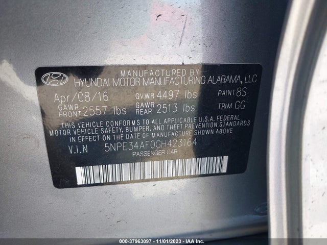 Hyundai Sonata 2.4l Limited 2016 5NPE34AF0GH423164 Image 9