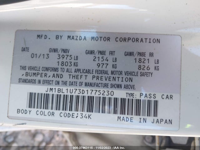 2013 MAZDA MAZDA3 I SPORT VIN: JM1BL1U73D1775230