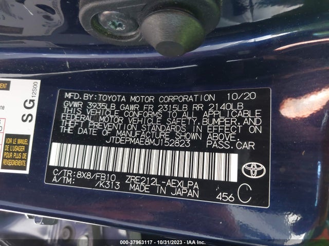 Toyota COROLLA LE 2021 JTDEPMAE8MJ152823 Image 9