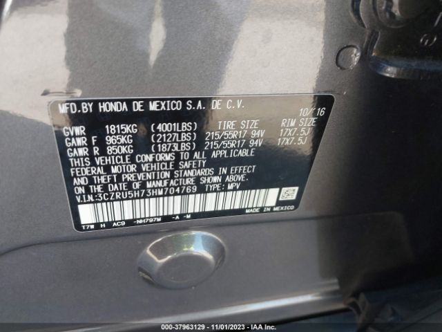 3CZRU5H73HM704769 Honda Hr-v Ex-l