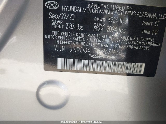 Hyundai ELANTRA SEL 2020 5NPD84LF1LH631638 Image 9