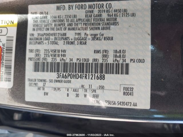 3FA6P0HD4FR121688 Ford FUSION SE