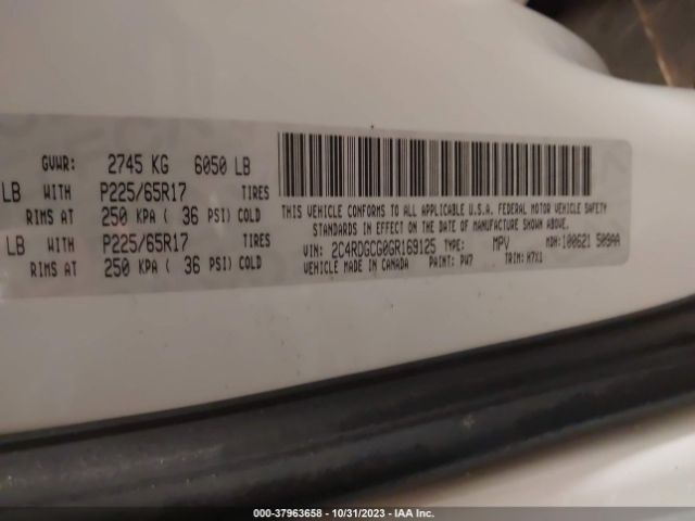 2C4RDGCG0GR169125 Dodge Grand Caravan Sxt
