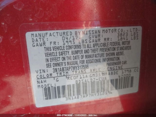 3N1AB7AP7HY312596 Nissan SENTRA SV