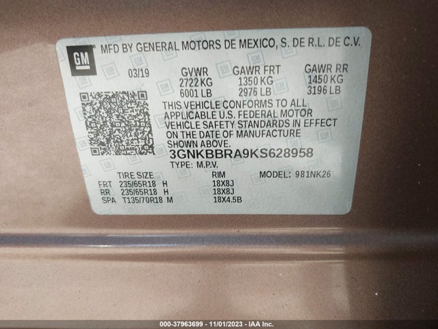 Chevrolet Blazer 2019 3GNKBBRA9KS628958 Image 9