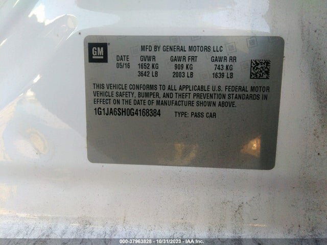 Chevrolet SONIC LS 2016 1G1JA6SH0G4168384 Image 9