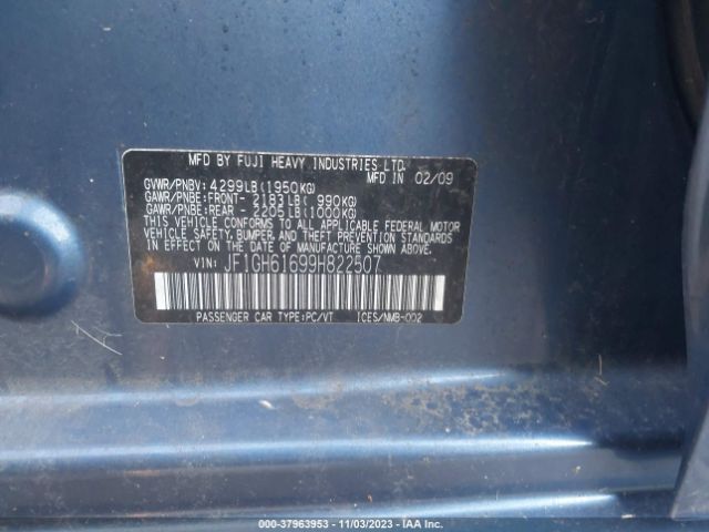 2009 SUBARU IMPREZA WAGON JF1GH61699H822507 Photo 8