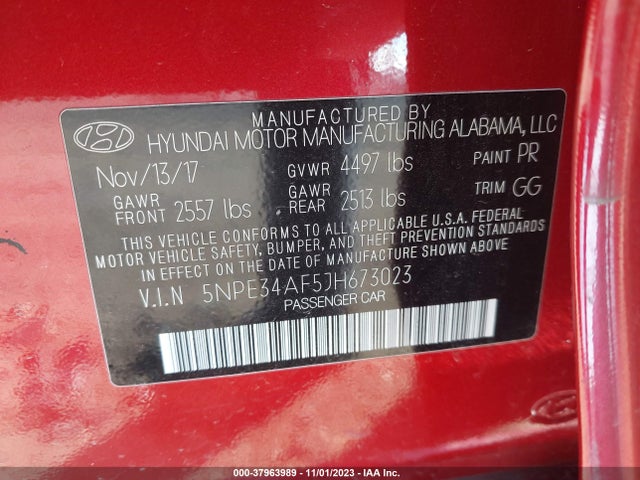 2018 HYUNDAI SONATA LIMITED VIN: 5NPE34AF5JH673023