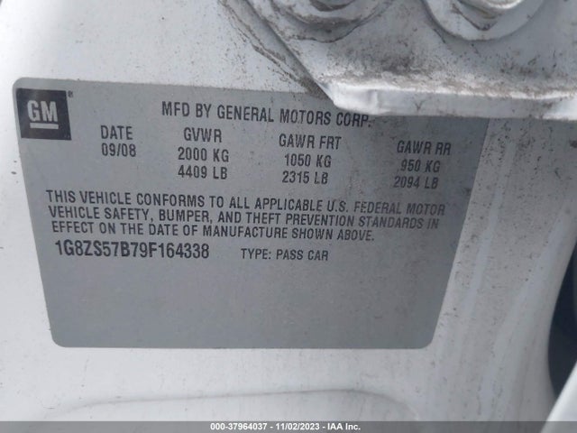 2009 SATURN AURA XE VIN: 1G8ZS57B79F164338