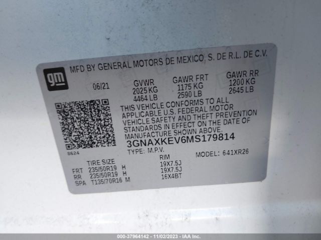 2021 CHEVROLET EQUINOX 3GNAXKEV6MS179814 Photo 8