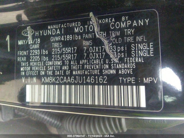 2018 HYUNDAI KONA KM8K2CAA6JU146162 Photo 8