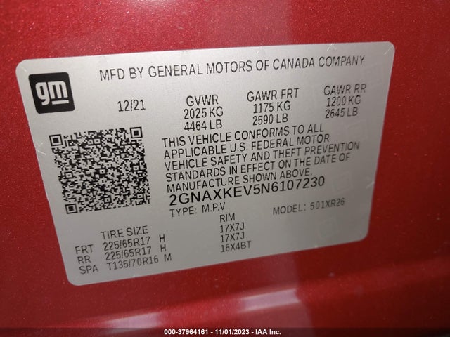 Chevrolet EQUINOX LT 2022 2GNAXKEV5N6107230 Image 9