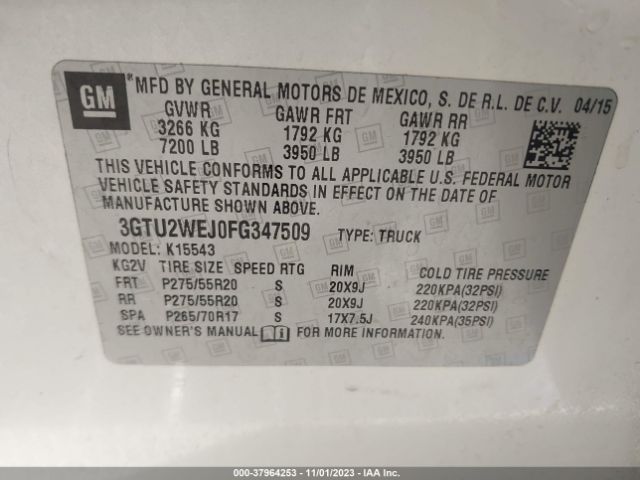 3GTU2WEJ0FG347509 GMC Sierra 1500 Denali