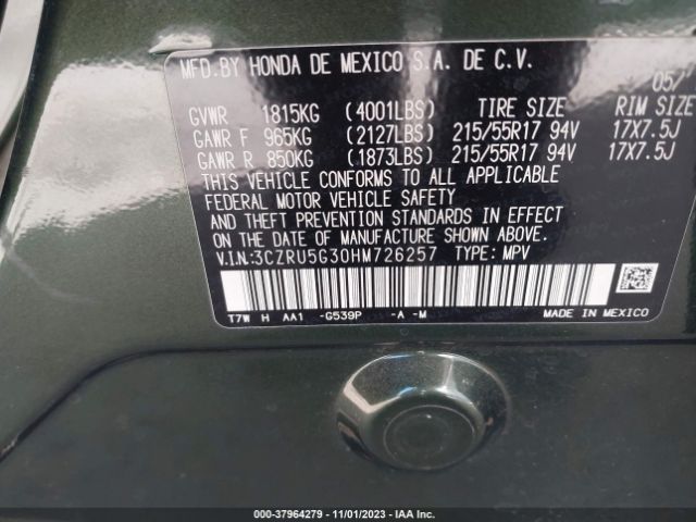 3CZRU5G30HM726257 Honda HR-V LX