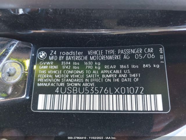 2006 BMW Z4 4USBU53576LX01072 Photo 8