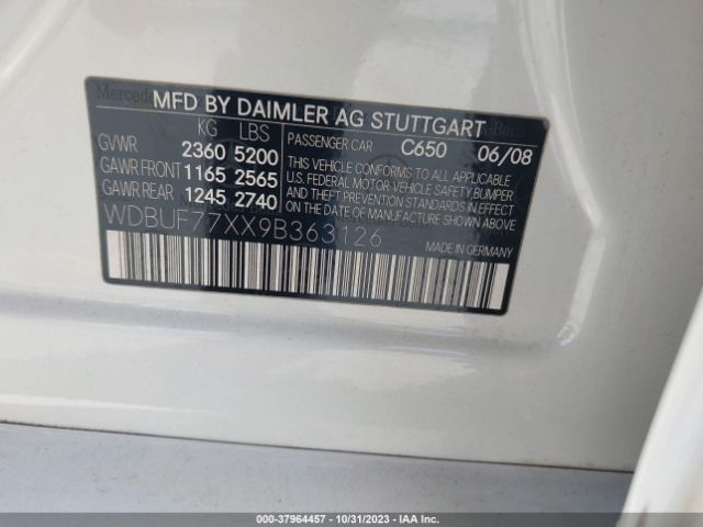 2009 MERCEDES-BENZ E 63 AMG WDBUF77XX9B363126 Photo 8