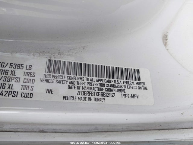 ZFBERFBTXG6B12162 RAM Promaster City Tradesman Slt
