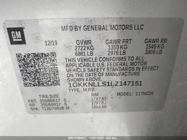 GMC Acadia Awd At4 2020 1GKKNLLS1LZ147151 Image 9