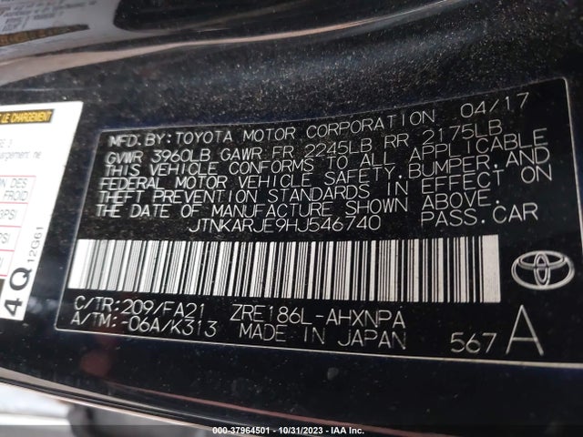 Toyota COROLLA IM 2017 JTNKARJE9HJ546740 Image 9