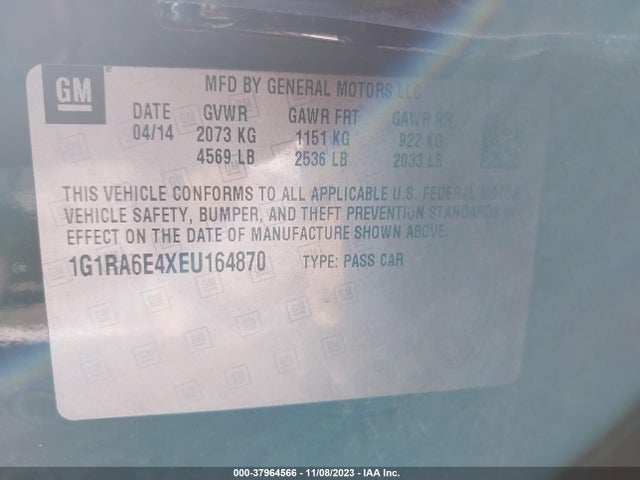 Chevrolet Volt 2014 1G1RA6E4XEU164870 Image 9
