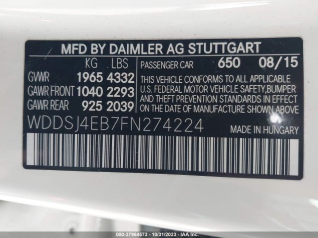 WDDSJ4EB7FN274224 Mercedes-Benz CLA 250