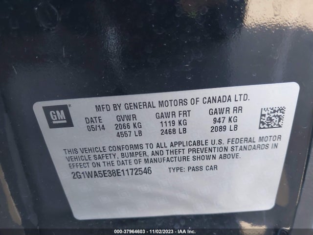 Chevrolet Impala Limited Ls 2014 2G1WA5E38E1172546 Image 9
