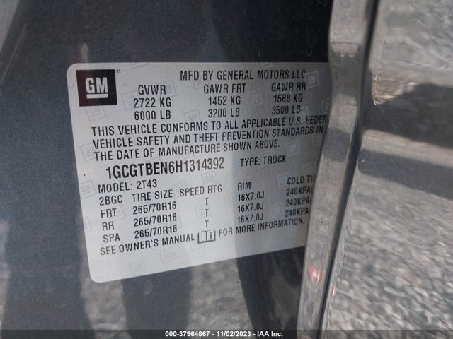 Chevrolet Colorado Wt 2017 1GCGTBEN6H1314392 Image 9