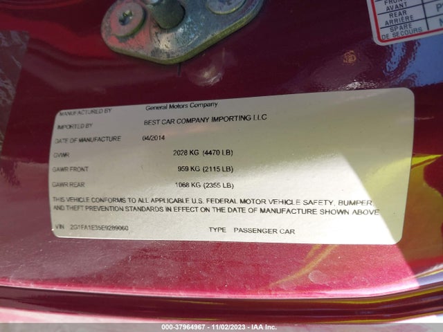 Chevrolet Camaro 2ls 2014 2G1FA1E35E9289060 Image 9