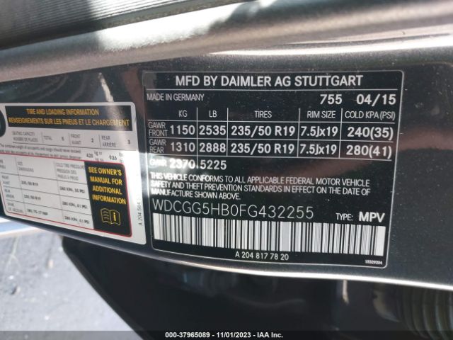 WDCGG5HB0FG432255 Mercedes-Benz GLK 350