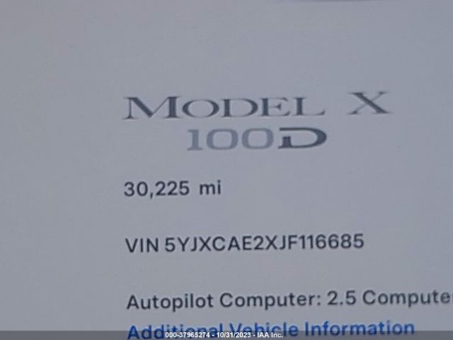 5YJXCAE2XJF116685 Tesla Model X 75d/100d/p100d