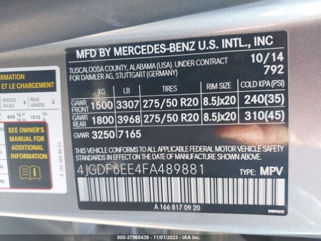 2015 MERCEDES-BENZ GL 450 4JGDF6EE4FA489881 Photo 8