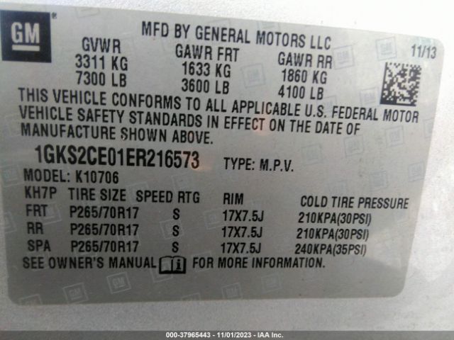 1GKS2CE01ER216573 GMC YUKON SLT