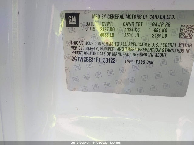 Chevrolet Impala Limited Ltz 2015 2G1WC5E31F1138122 Image 9