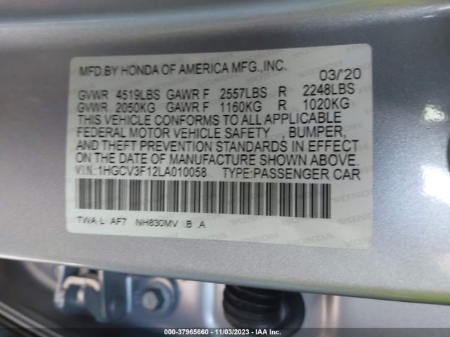 Honda ACCORD HYBRID 2020 1HGCV3F12LA010058 Image 9