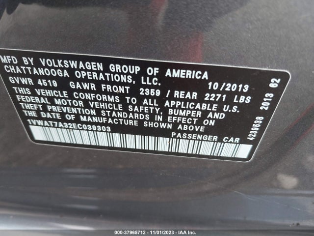 1VWAT7A32EC039303 Volkswagen PASSAT S
