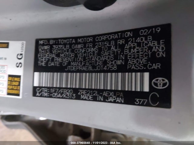 Toyota COROLLA LE 2020 JTDEPRAE8LJ014758 Image 9